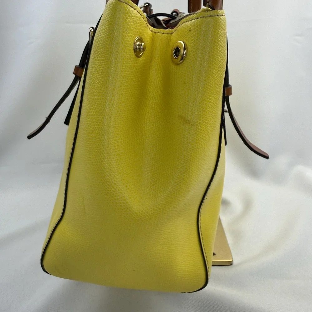 Dooney & Bourke Claremont Miller Yellow‎ Leather Satchel Purse Handbag